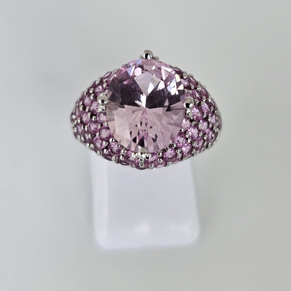 Rare Victoria Wieck Kunzite & Pink Sapphire Ring Sterling Silver Size 7. - Picture 5 of 16